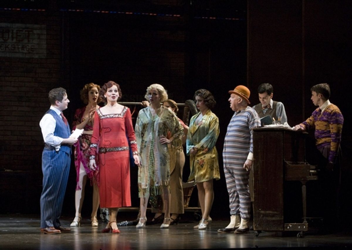 Christopher Fitzgerald, Sarrah Strimel, Beth Leavel, Jennifer Frankel, Linda Griffin (obscured), Sabra Lewis, Gerry Vichi, John Cariani and Kevin Cahoon at 